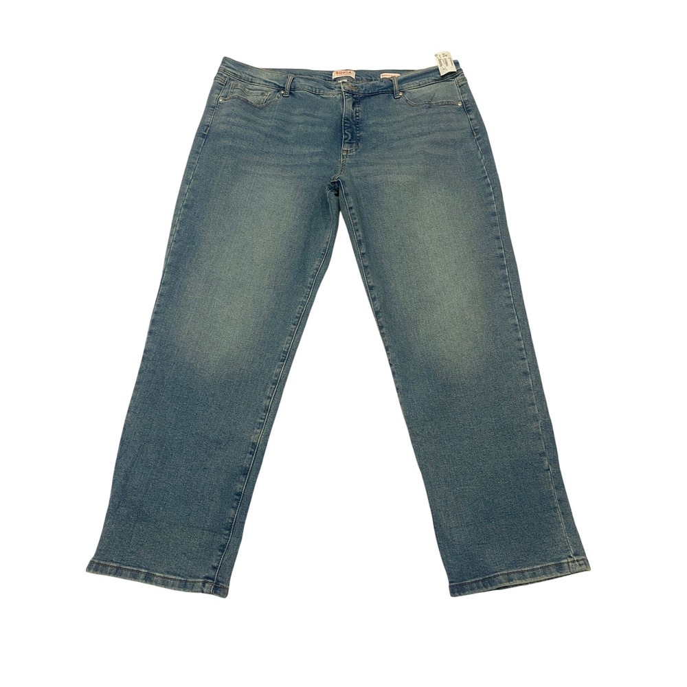 Sofia by Sofia Vergara Beatriz Mid Rise Straight Jeans Blue Size 18 NWT